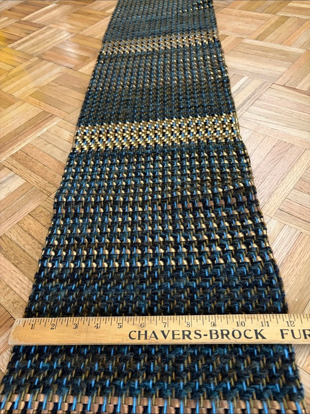 Vintage 82” LILLIE RUBIN Textured Wool & Metallic Suede Woven Scarf